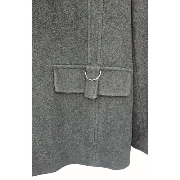 Fleet Street Wool Hooded Jacket Black Plaid Lined Wool Zip Coat Womens Petite PL - Picture 6 of 12